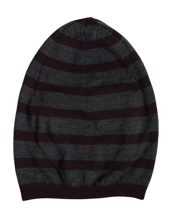 Gray Striped Wool Knitted Winter Beanie Hat Dolce & Gabbana