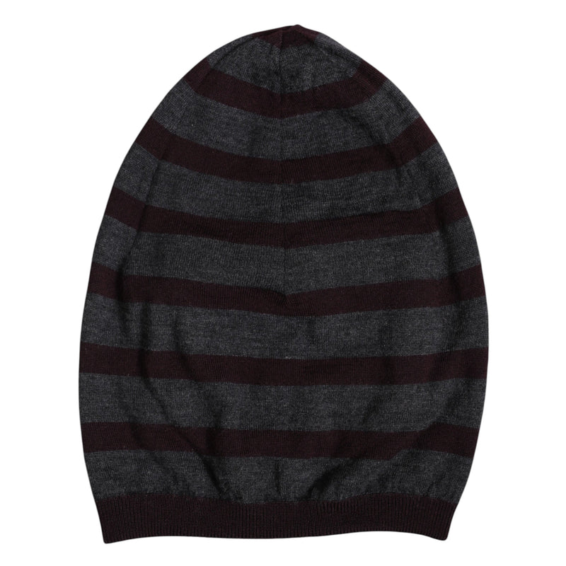 Gray Striped Wool Knitted Winter Beanie Hat Dolce & Gabbana