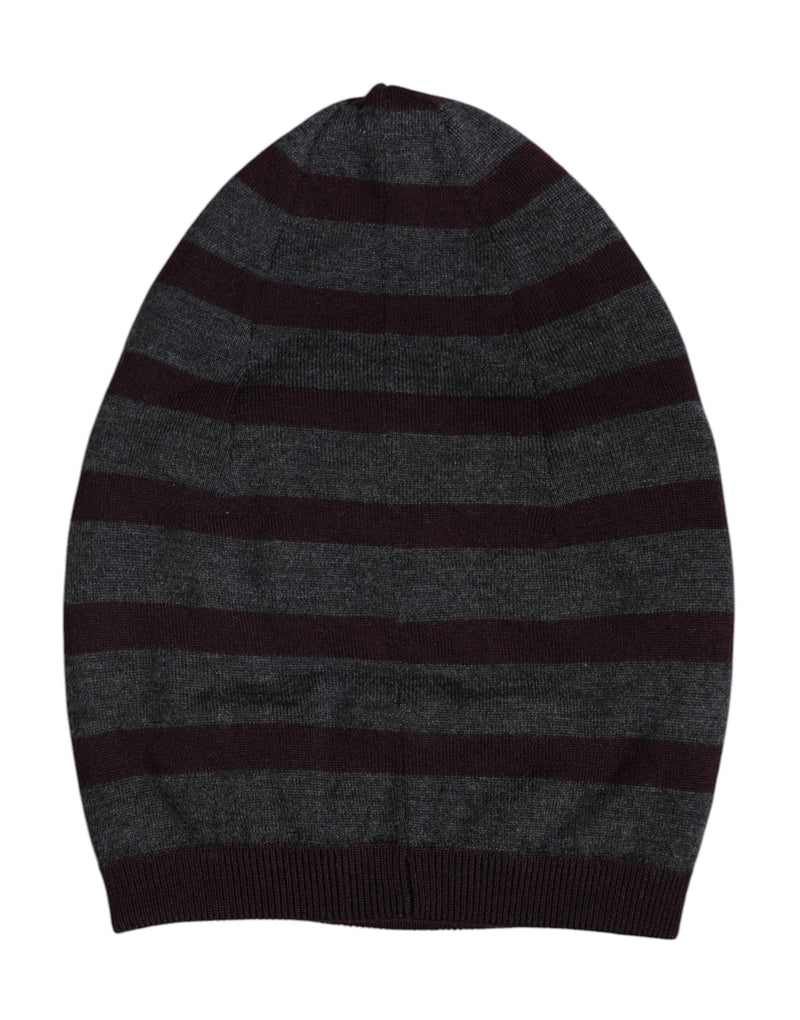 Gray Striped Wool Knitted Winter Beanie Hat Dolce & Gabbana