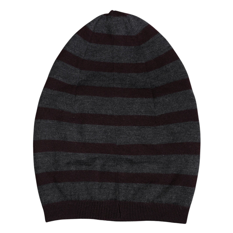 Gray Striped Wool Knitted Winter Beanie Hat Dolce & Gabbana