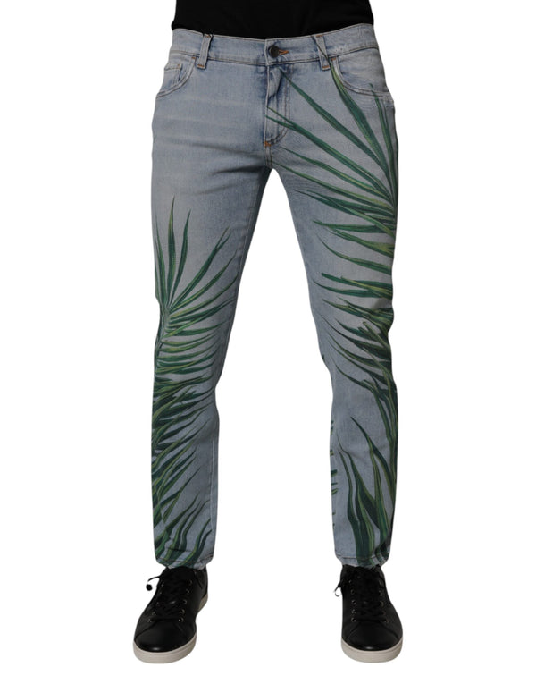 Light Blue Leaf Cotton Classic Men Denim Jeans Dolce & Gabbana