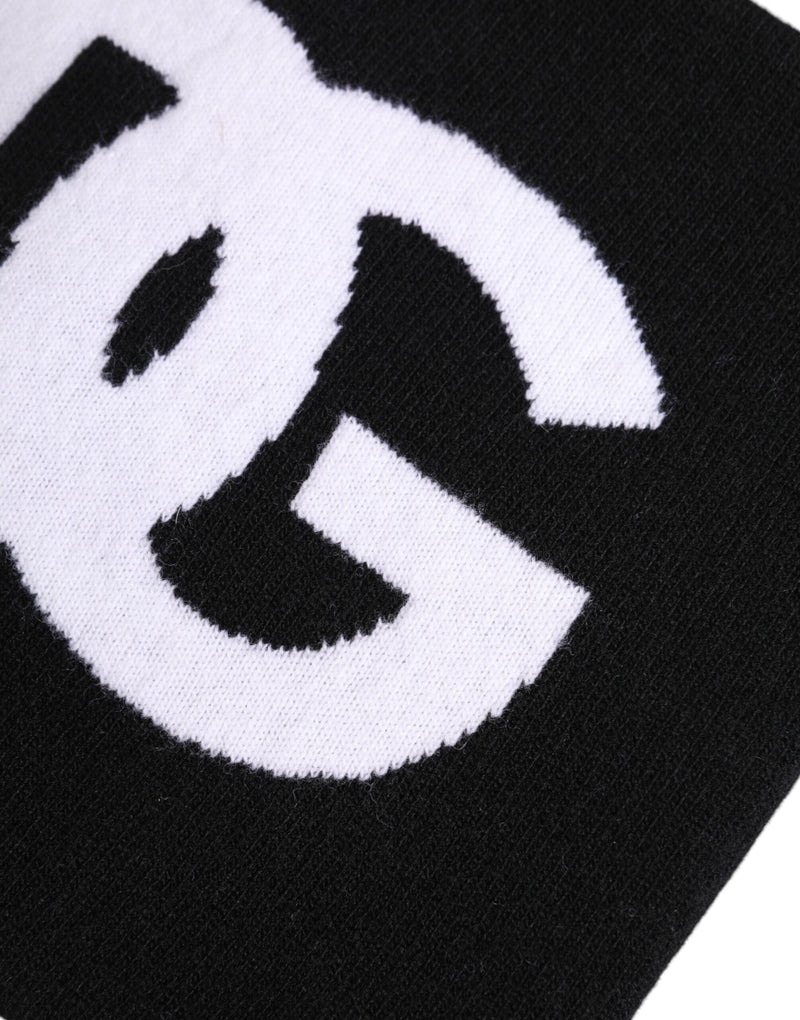 Black White Logo Print Knitted Neck Warmer Scarf Dolce & Gabbana