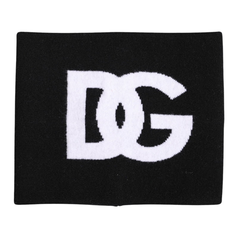 Black White Logo Print Knitted Neck Warmer Scarf Dolce & Gabbana