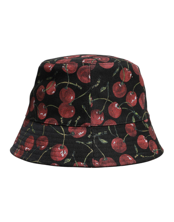 Black Cotton Printed Wide Brim Bucket Hat Dolce & Gabbana