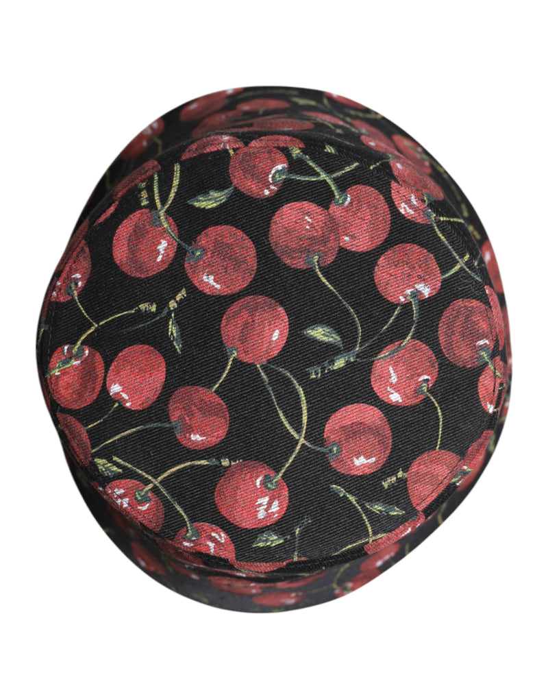 Black Cotton Printed Wide Brim Bucket Hat Dolce & Gabbana