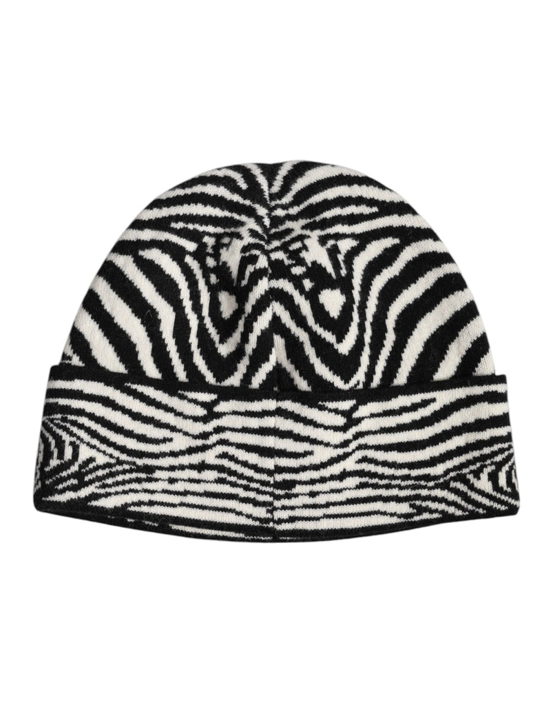 Black White Zebra Knitted Winter Beanie Hat Dolce & Gabbana