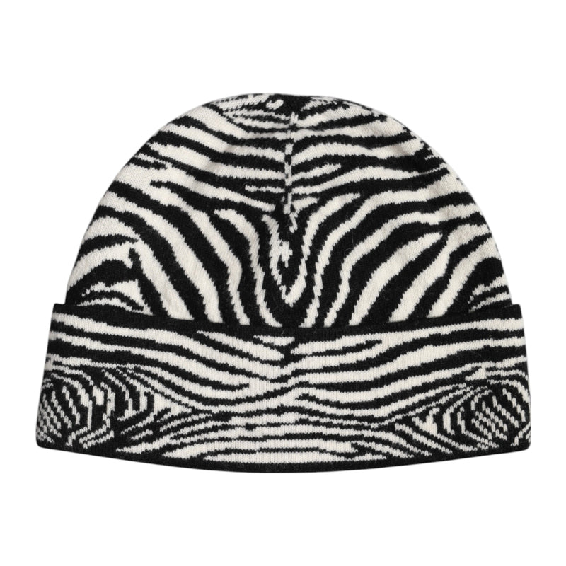 Black White Zebra Knitted Winter Beanie Hat Dolce & Gabbana