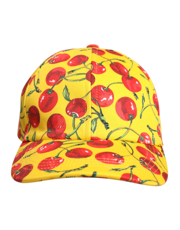 Yellow Cotton Printed 6 Panels Baseball Cap Dolce & Gabbana