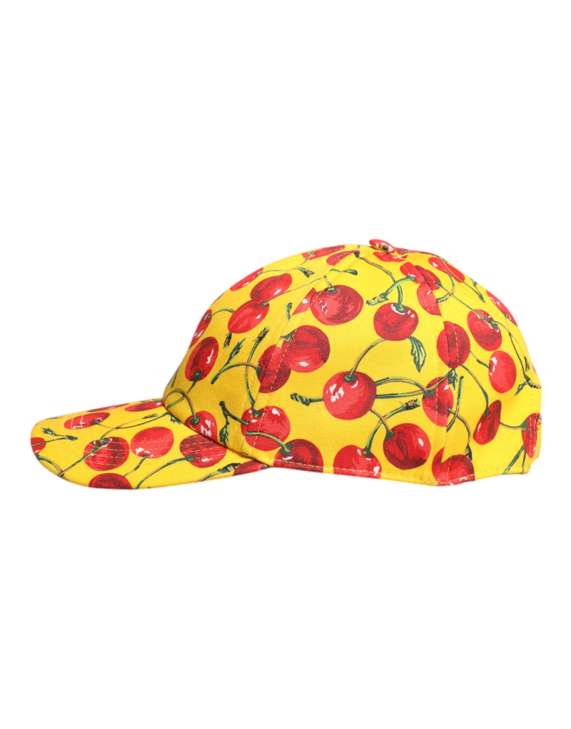 Yellow Cotton Printed 6 Panels Baseball Cap Dolce & Gabbana