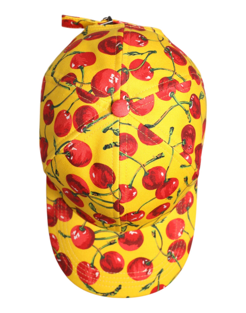 Yellow Cotton Printed 6 Panels Baseball Cap Dolce & Gabbana