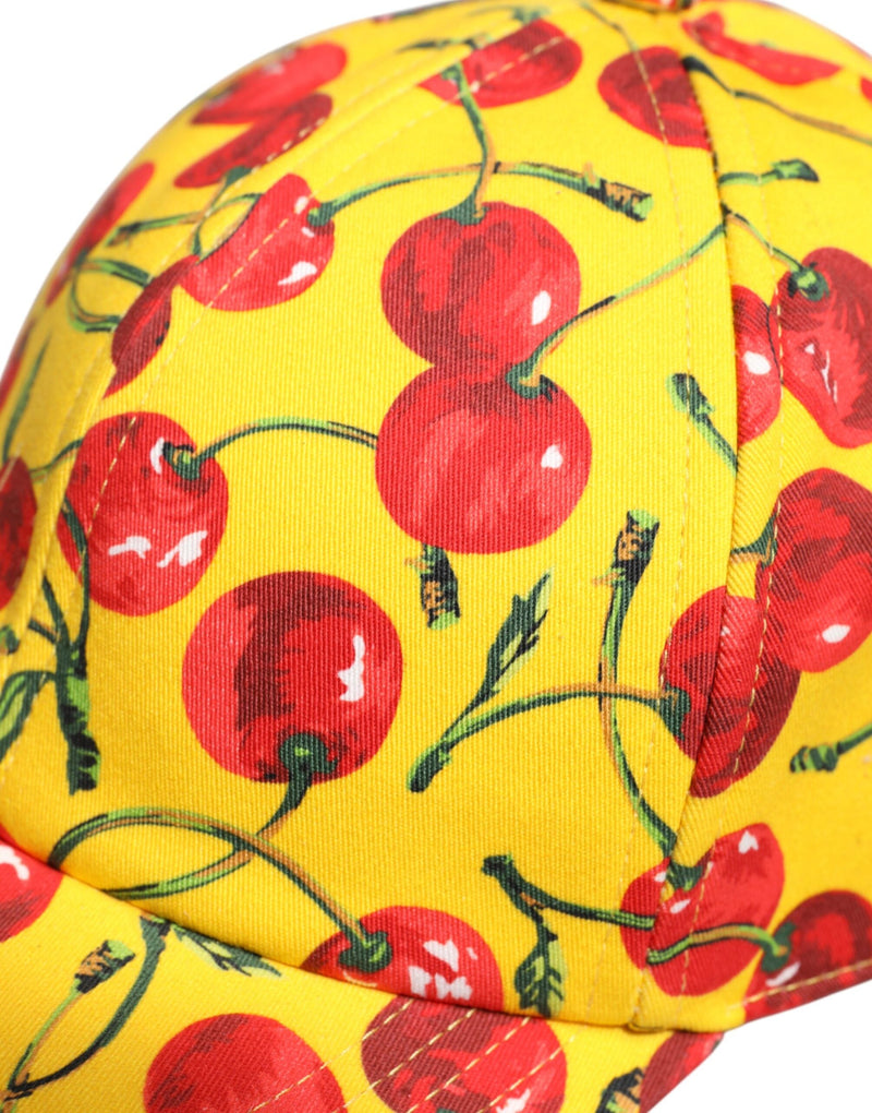 Yellow Cotton Printed 6 Panels Baseball Cap Dolce & Gabbana