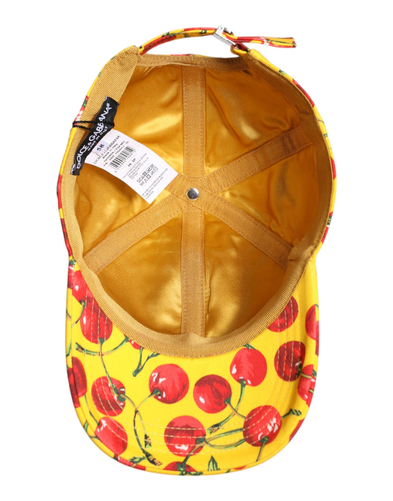 Yellow Cotton Printed 6 Panels Baseball Cap Dolce & Gabbana