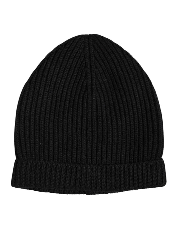 Black Cashmere Knitted Winter Beanie Hat Dolce & Gabbana