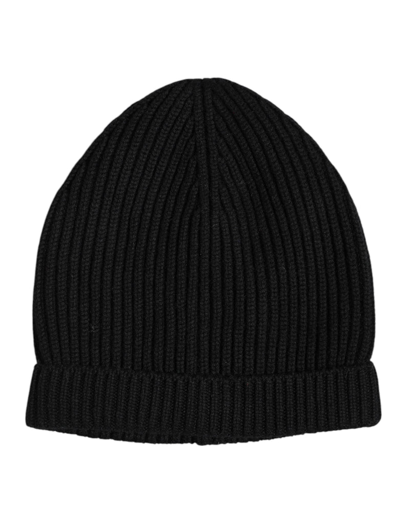 Black Cashmere Knitted Winter Beanie Hat Dolce & Gabbana