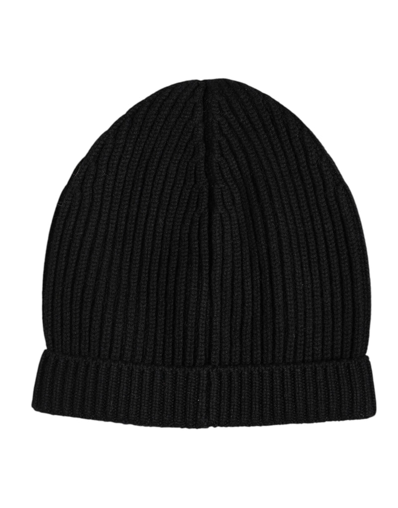 Black Cashmere Knitted Winter Beanie Hat Dolce & Gabbana