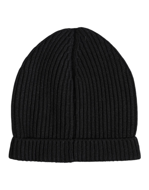 Black Cashmere Knitted Winter Beanie Hat Dolce & Gabbana