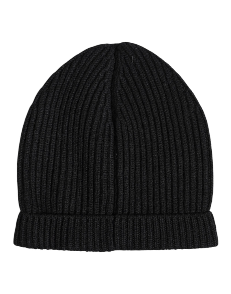 Black Cashmere Knitted Winter Beanie Hat Dolce & Gabbana