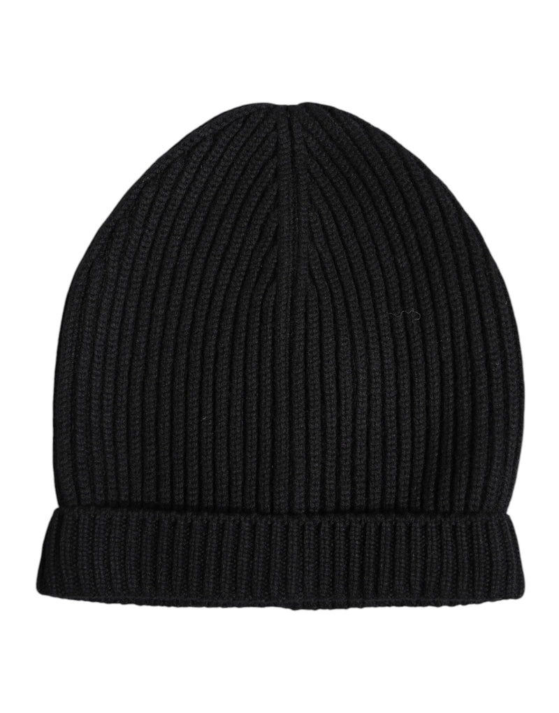 Black Cashmere Knitted Winter Beanie Hat Dolce & Gabbana