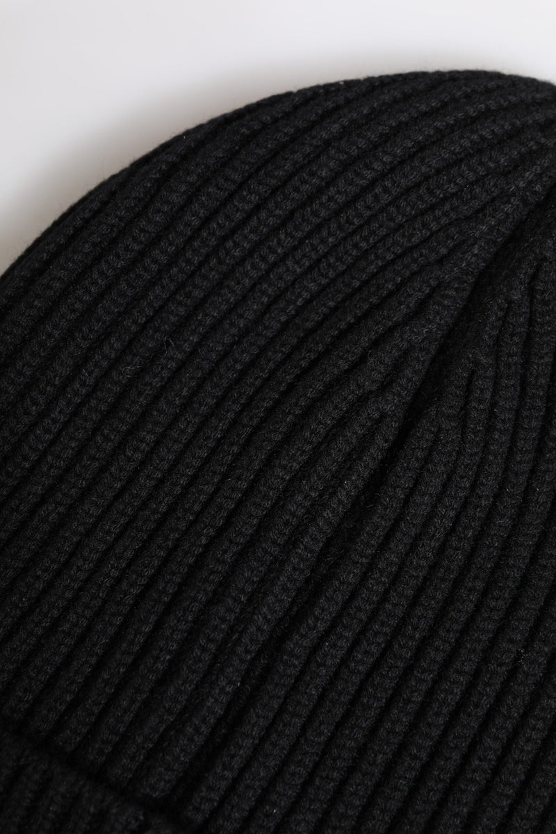 Black Cashmere Knitted Winter Beanie Hat Dolce & Gabbana