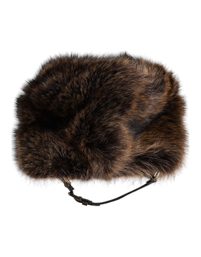 Brown Fur Women Bucket Hat Dolce & Gabbana