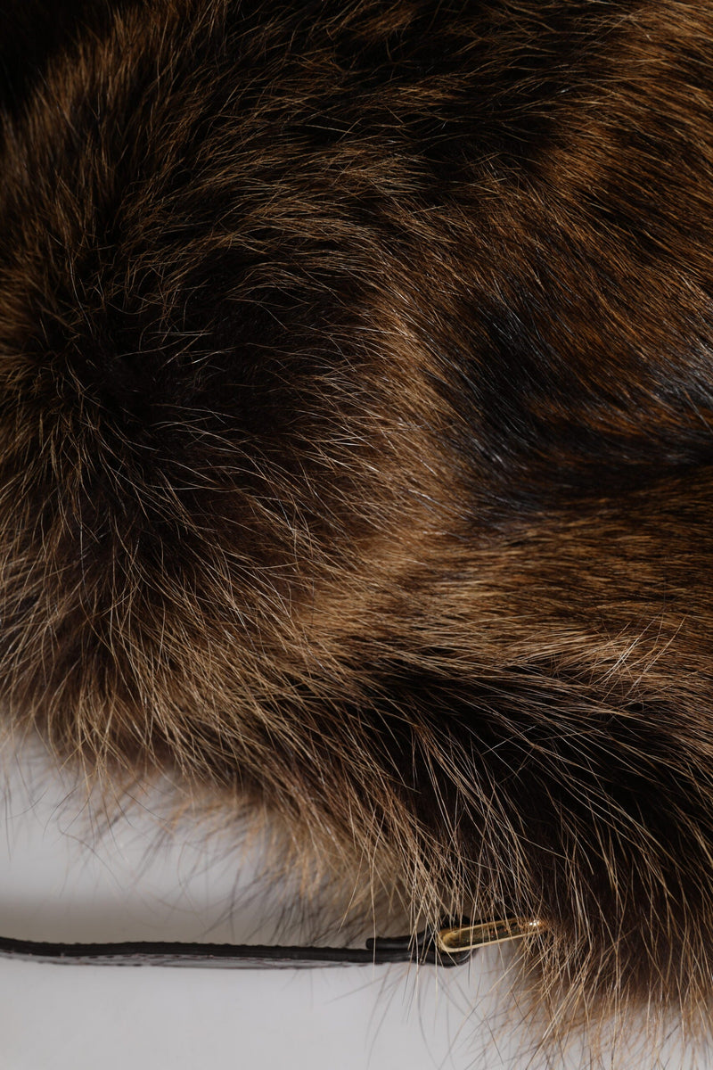Brown Fur Women Bucket Hat Dolce & Gabbana