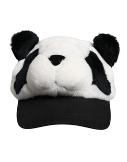 Black White Panda Fur Women Baseball Cap Dolce & Gabbana