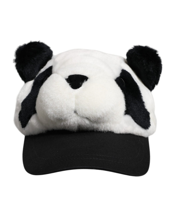 Black White Panda Fur Women Baseball Cap Dolce & Gabbana