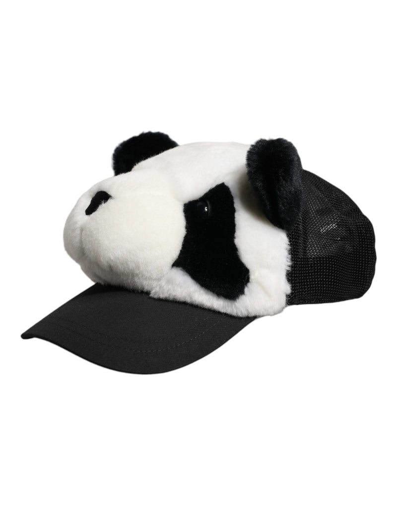 Black White Panda Fur Women Baseball Cap Dolce & Gabbana