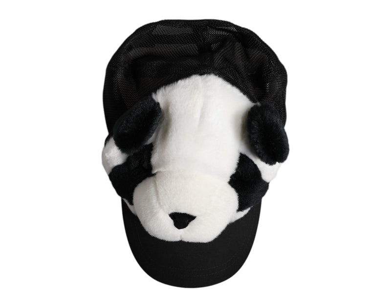 Black White Panda Fur Women Baseball Cap Dolce & Gabbana