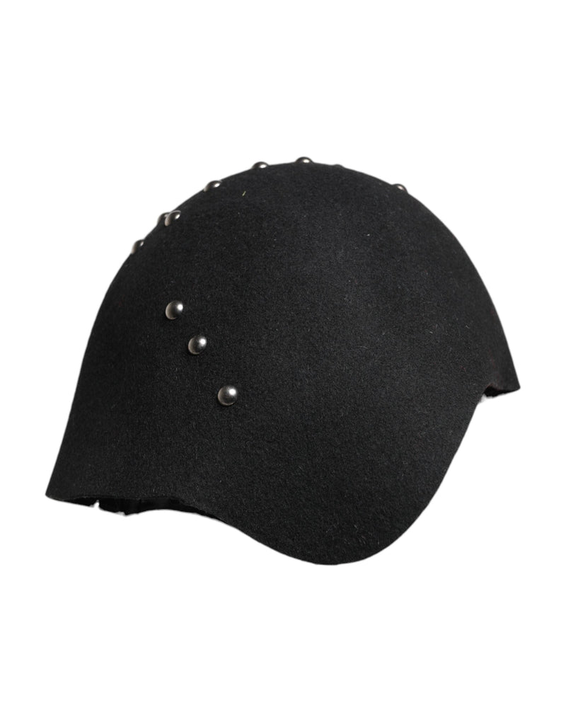 Black Wool Multicolor Embellished Cloche Hat Dolce & Gabbana