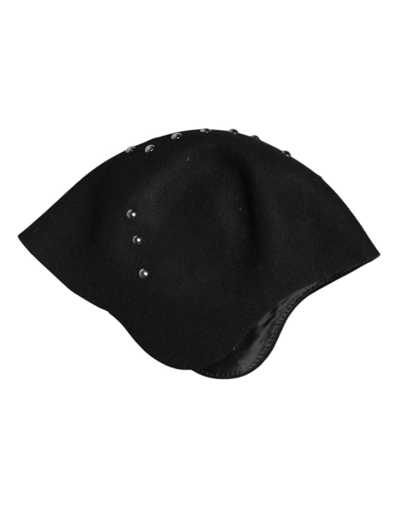 Black Wool Multicolor Embellished Cloche Hat Dolce & Gabbana