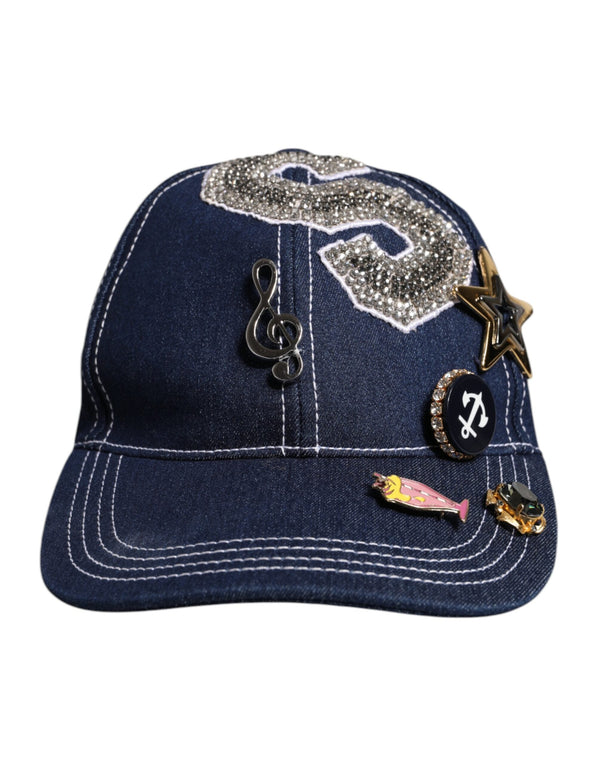 Blue Crystal Embellishment Baseball Cap Dolce & Gabbana