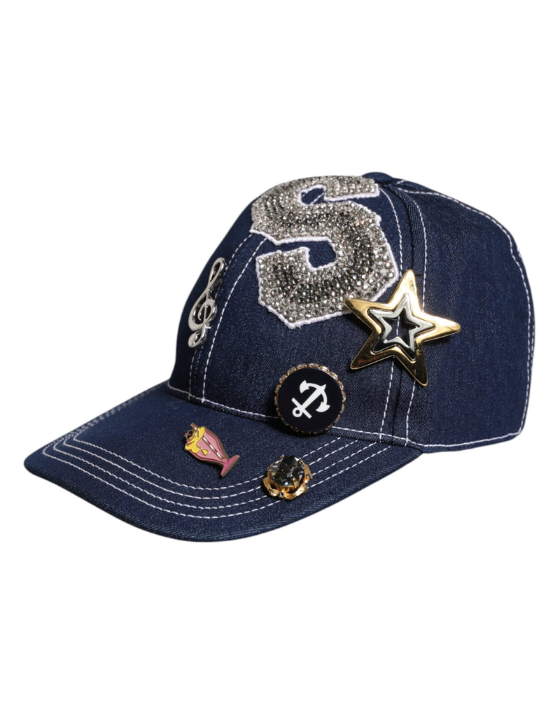 Blue Crystal Embellishment Baseball Cap Dolce & Gabbana