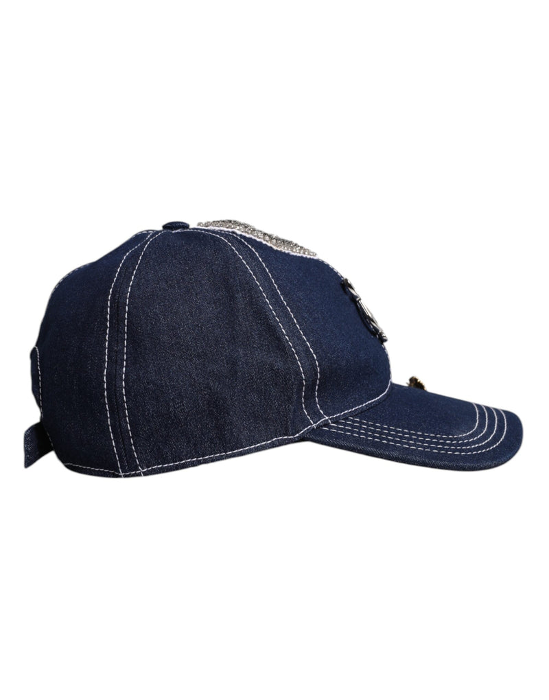 Blue Crystal Embellishment Baseball Cap Dolce & Gabbana