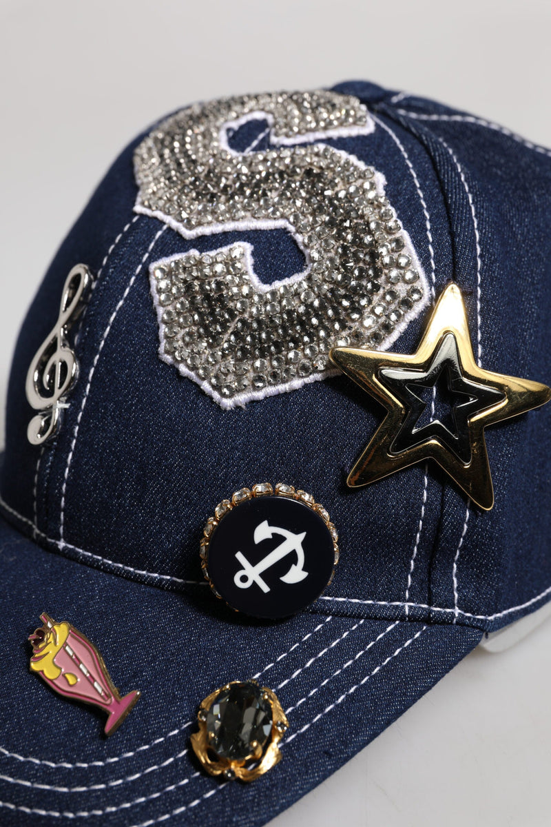 Blue Crystal Embellishment Baseball Cap Dolce & Gabbana