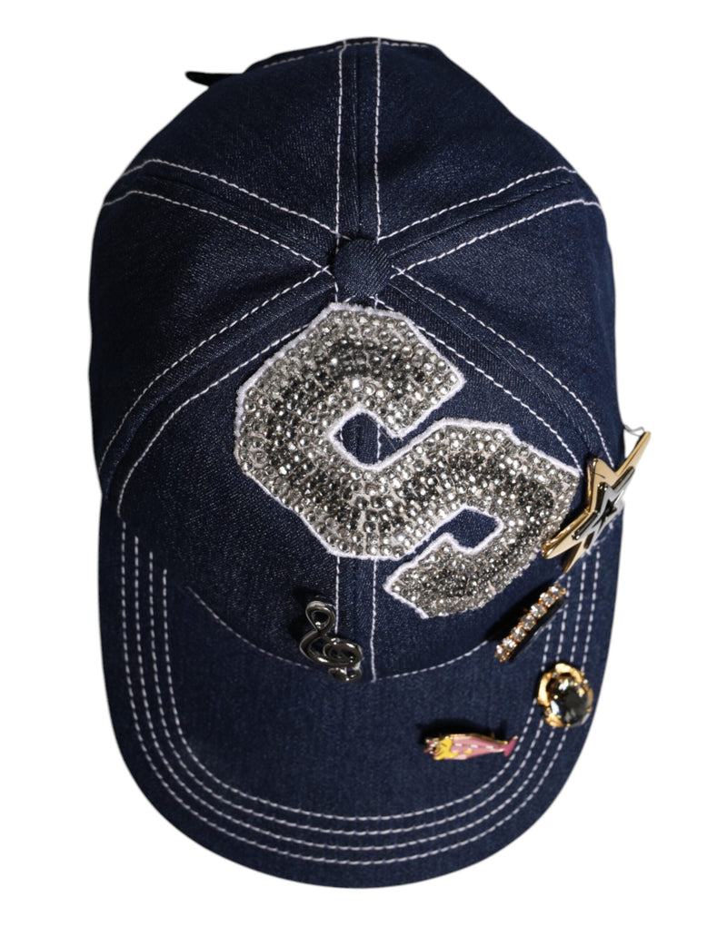 Blue Crystal Embellishment Baseball Cap Dolce & Gabbana