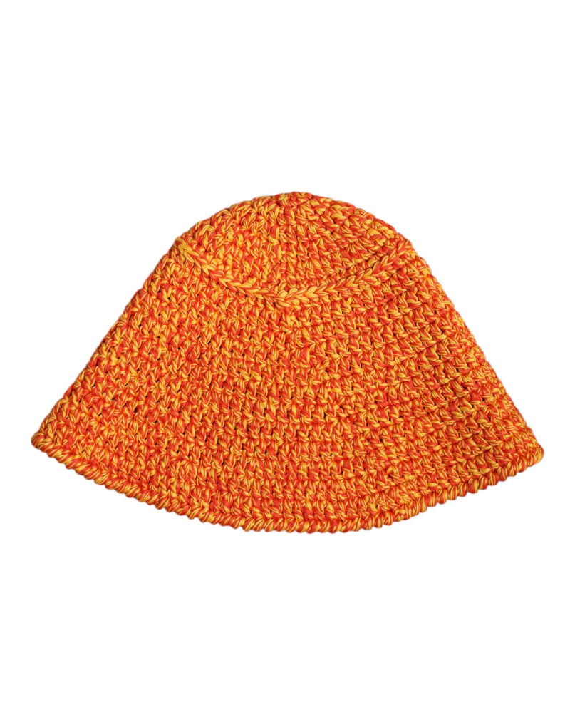 Orange Cotton Crochet DG Logo Bucket  Hat Dolce & Gabbana