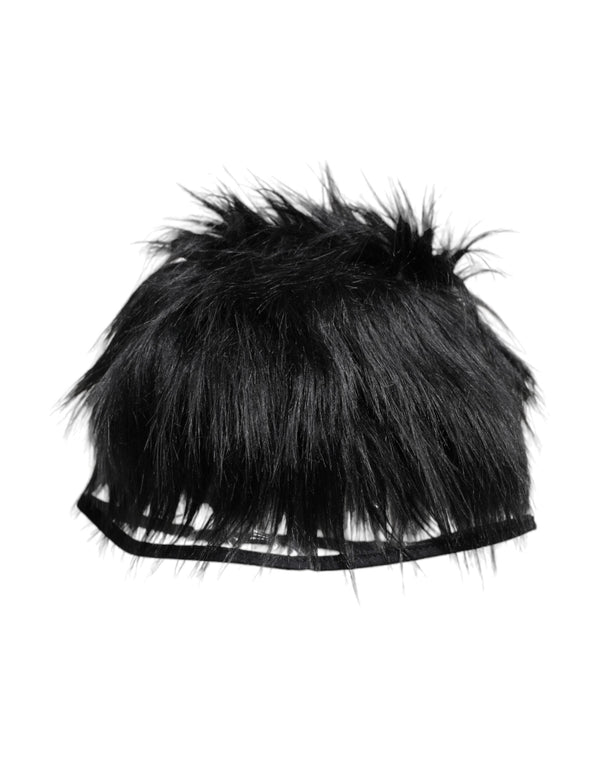 Black Faux Fur Bucket Hat Dolce & Gabbana