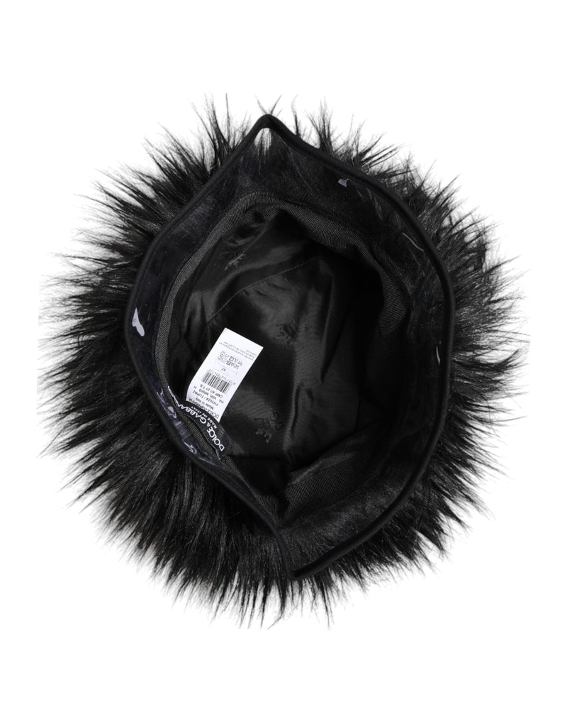 Black Faux Fur Bucket Hat Dolce & Gabbana
