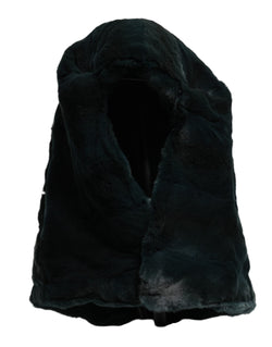 Black Weasel Fur Womens Beanie Hat Dolce & Gabbana
