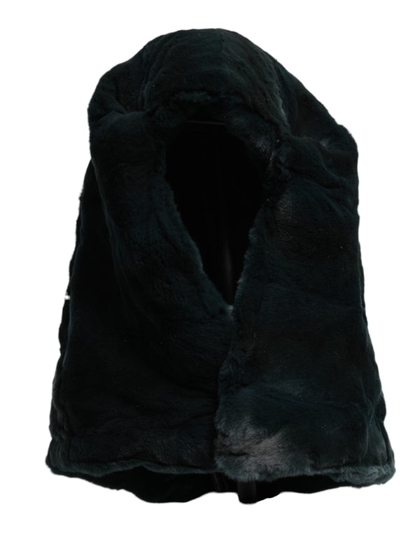 Black Weasel Fur Womens Beanie Hat Dolce & Gabbana