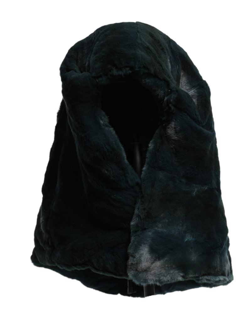 Black Weasel Fur Womens Beanie Hat Dolce & Gabbana