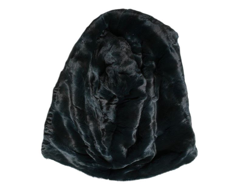 Black Weasel Fur Womens Beanie Hat Dolce & Gabbana