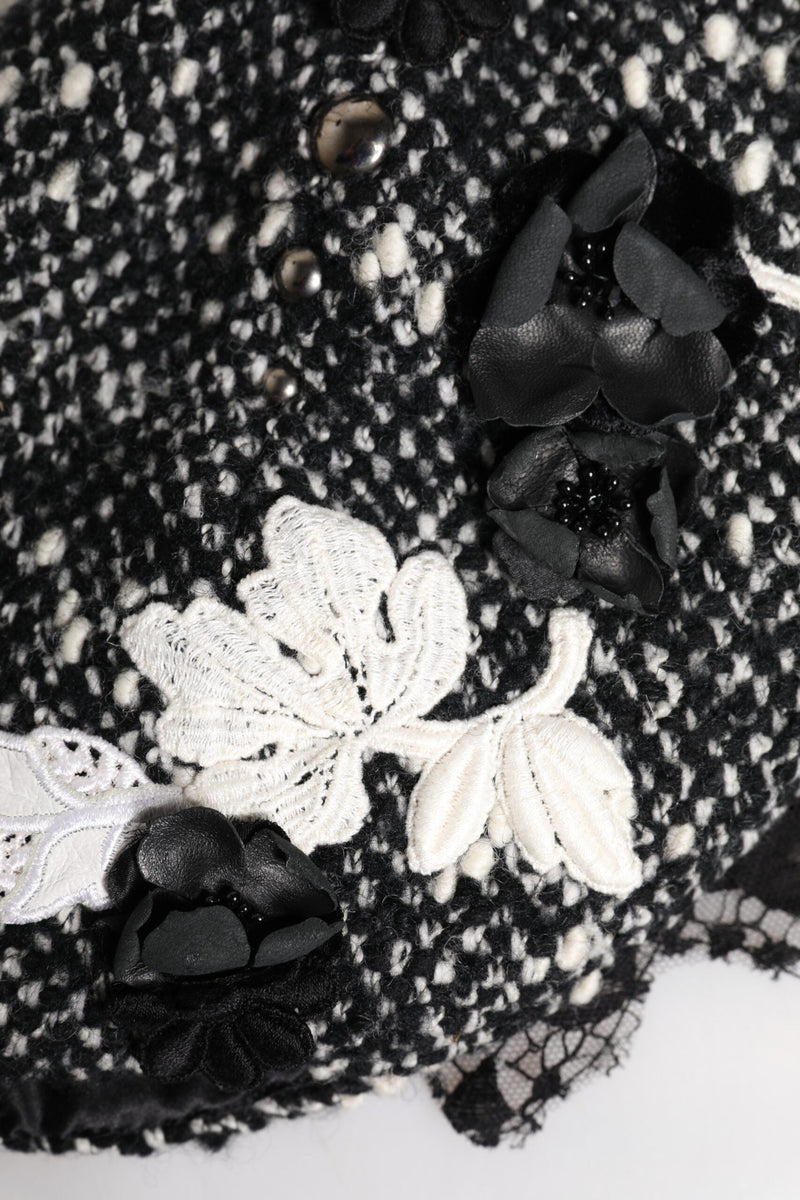 Black Wool White Floral Embellished Cloche Hat Dolce & Gabbana