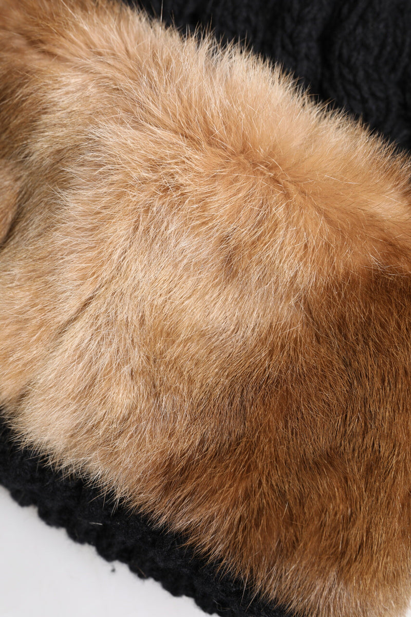 Black Brown Dyed Rabbit Real Fur Winter Beanie Hat Dolce & Gabbana