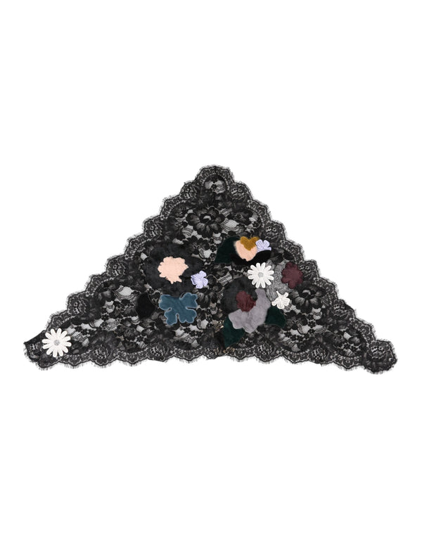 Black Lace Floral Applique Cotton Veil Hat Dolce & Gabbana