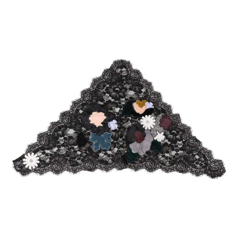 Black Lace Floral Applique Cotton Veil Hat Dolce & Gabbana