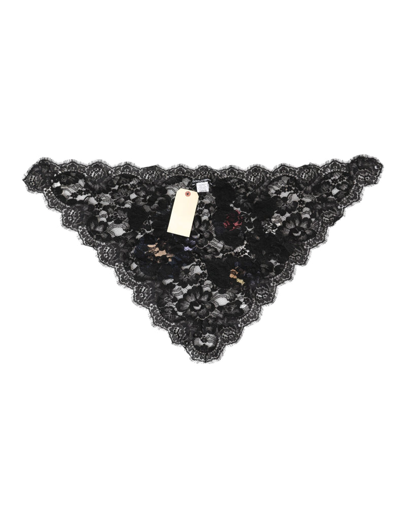 Black Lace Floral Applique Cotton Veil Hat Dolce & Gabbana