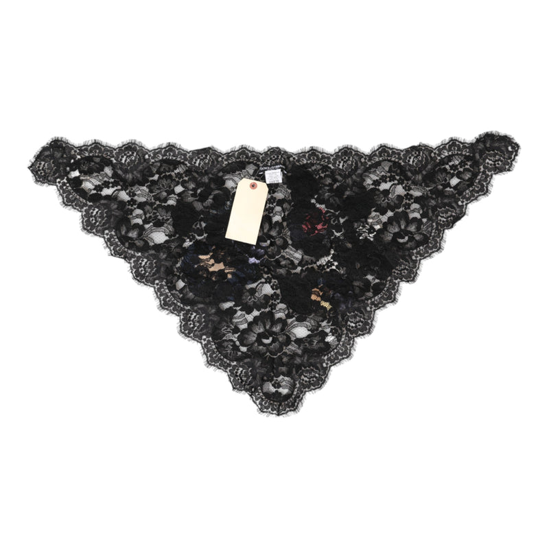 Black Lace Floral Applique Cotton Veil Hat Dolce & Gabbana