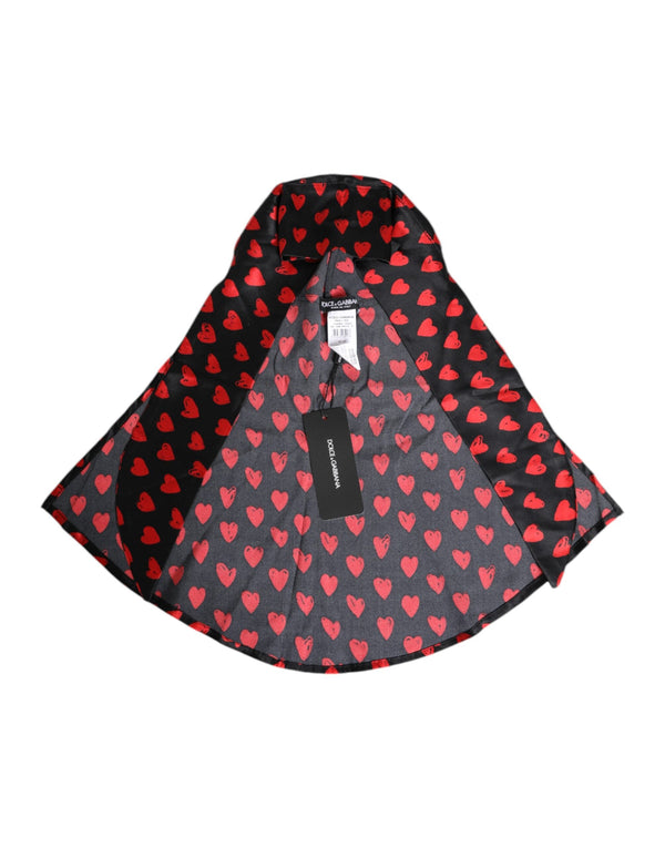 Black Red Hearts Polyester Hat Dolce & Gabbana